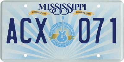 MS license plate ACX071
