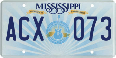MS license plate ACX073