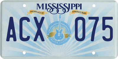 MS license plate ACX075