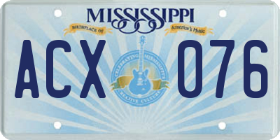 MS license plate ACX076