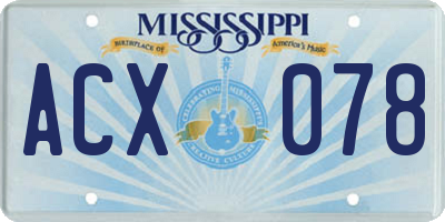 MS license plate ACX078