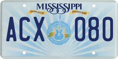 MS license plate ACX080