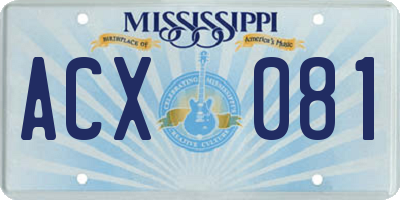 MS license plate ACX081