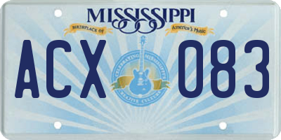 MS license plate ACX083