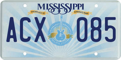 MS license plate ACX085