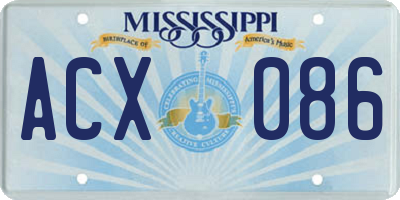 MS license plate ACX086