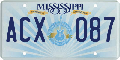 MS license plate ACX087