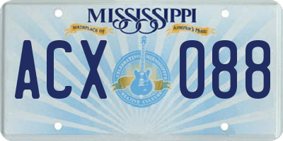 MS license plate ACX088