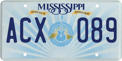 MS license plate ACX089