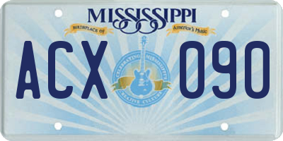MS license plate ACX090