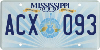 MS license plate ACX093