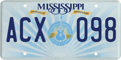 MS license plate ACX098