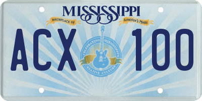 MS license plate ACX100