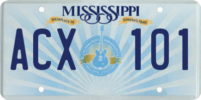 MS license plate ACX101