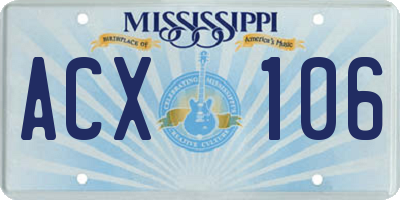 MS license plate ACX106