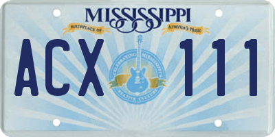 MS license plate ACX111