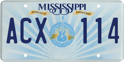 MS license plate ACX114
