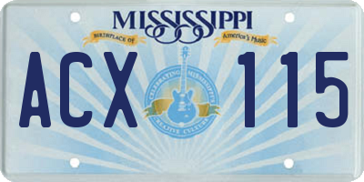 MS license plate ACX115