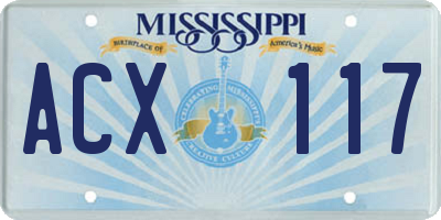 MS license plate ACX117