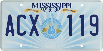 MS license plate ACX119