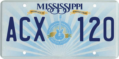 MS license plate ACX120
