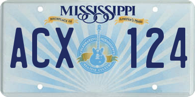 MS license plate ACX124