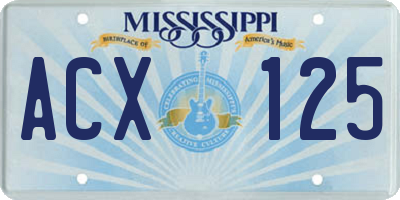 MS license plate ACX125