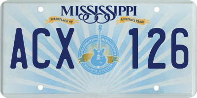 MS license plate ACX126