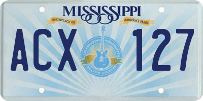 MS license plate ACX127