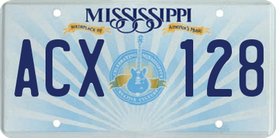 MS license plate ACX128