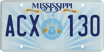MS license plate ACX130