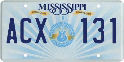 MS license plate ACX131