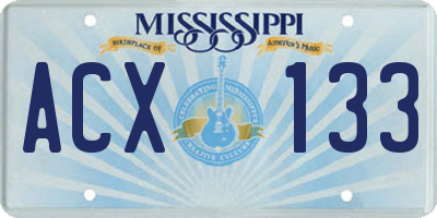 MS license plate ACX133