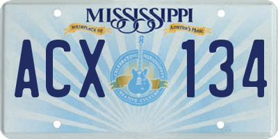 MS license plate ACX134