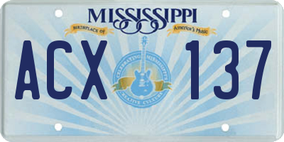 MS license plate ACX137