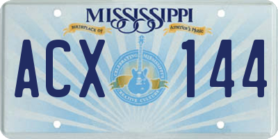 MS license plate ACX144