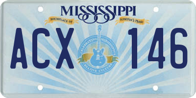 MS license plate ACX146