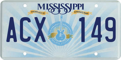 MS license plate ACX149
