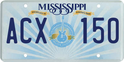 MS license plate ACX150
