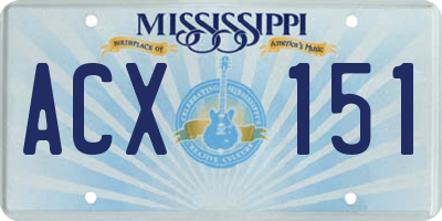 MS license plate ACX151