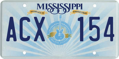 MS license plate ACX154