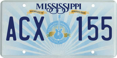 MS license plate ACX155