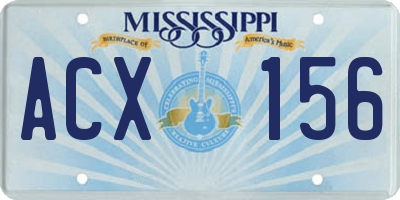MS license plate ACX156