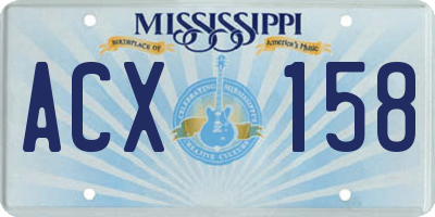 MS license plate ACX158