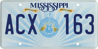 MS license plate ACX163