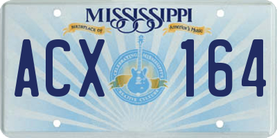 MS license plate ACX164