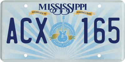 MS license plate ACX165