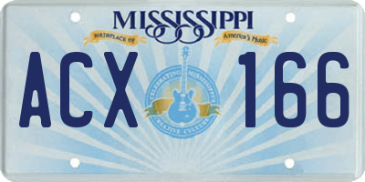 MS license plate ACX166