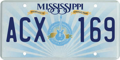MS license plate ACX169