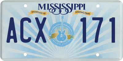 MS license plate ACX171